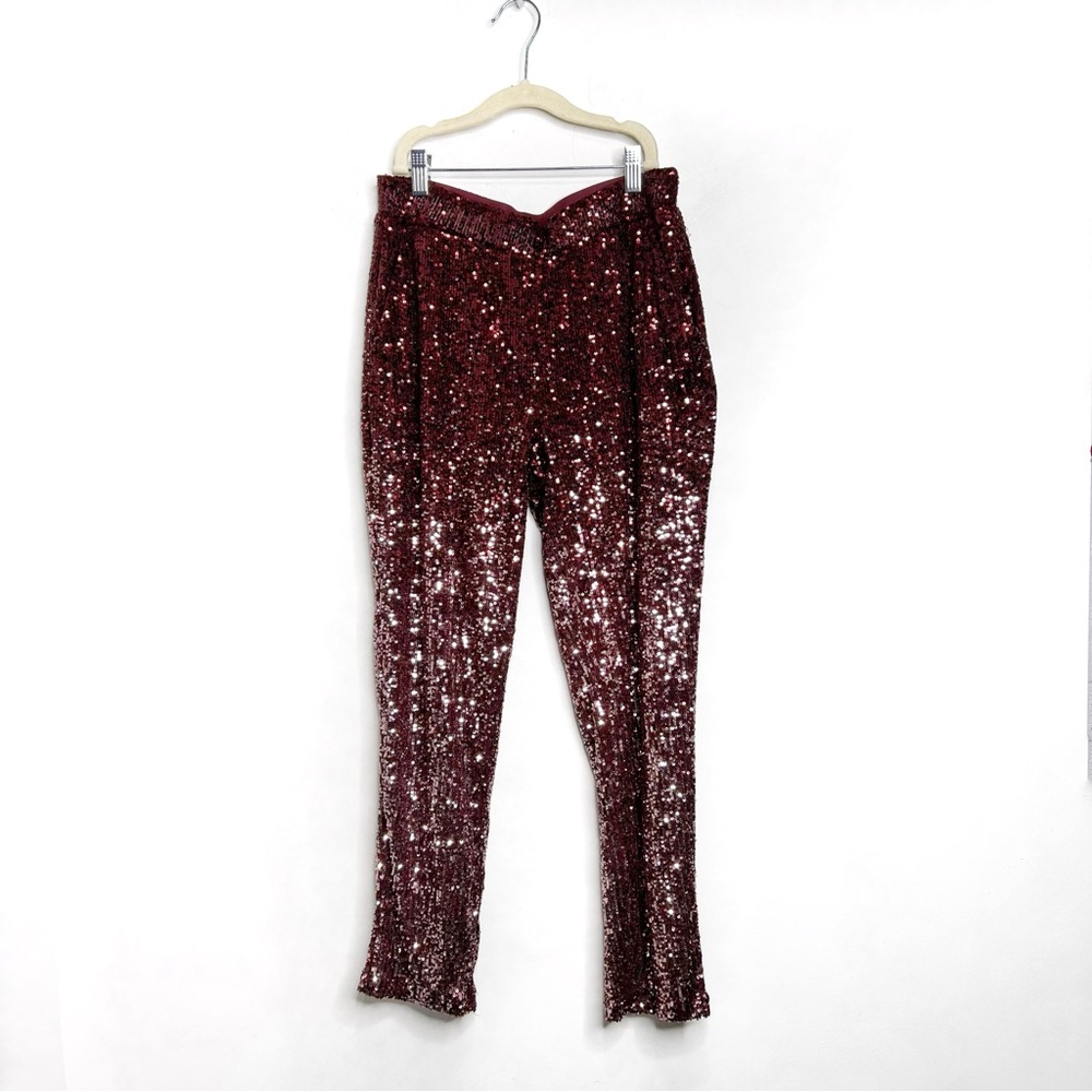 Cable & Gauge Sequin Ombre Pants Dark Rouge